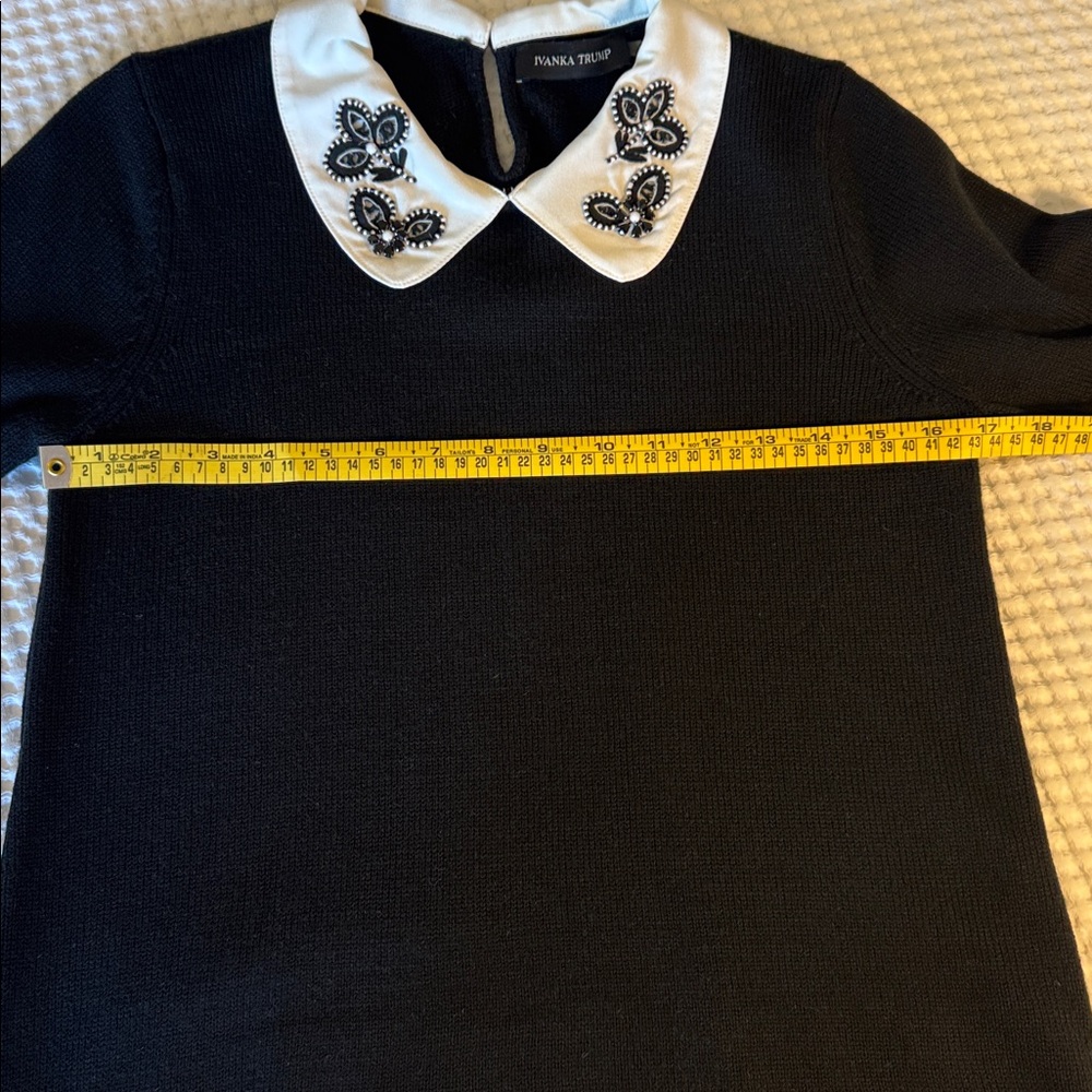 Ivanka Trump Black Top with White Embroidered Collar - Picture 6 of 11